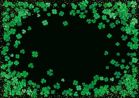 St. Patrick's Day background template with falling clover leaves Stock Illustration