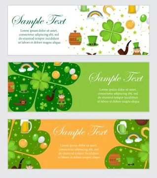 St. Patrick's Day banner template for your design. Horizontal Border set. V.. Stock Illustration