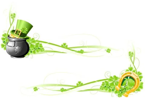 St. patrick's day banners with hat, pot and horseshoe Stock-Illustration