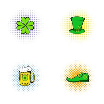 St. Patrick's day celebration elements pop art icons Stock Illustration
