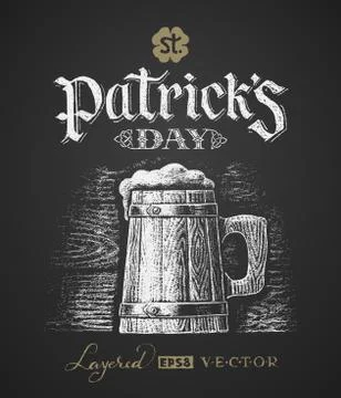 St. Patricks Day. Chalk drawing 스톡 일러스트