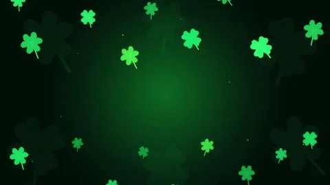 St Patricks Day clover animation loop with green background Stock Footage 346543510