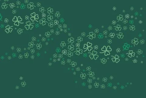 St Patricks day clover background. Flat vector green dark floral poster Happy Stock Illustration