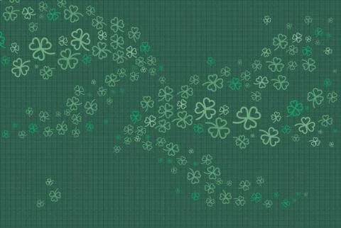 St Patricks day clover background. Flat vector green dark floral poster Happy Stock Illustration