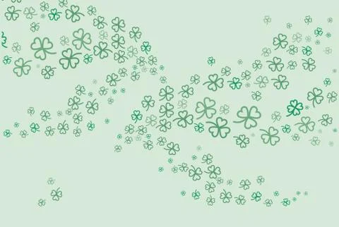 St Patricks day clover background. Flat vector green light floral poster Happ Stock Illustration
