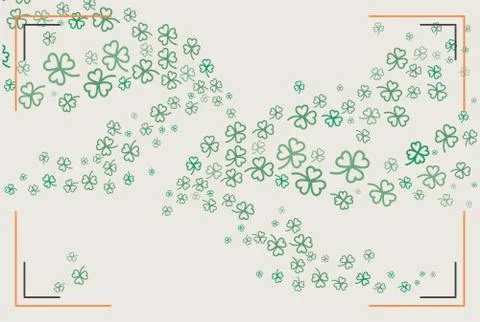 St Patricks day clover background. Flat vector green orange poster Happy Sain Stock Illustration
