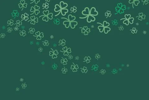 St Patricks day clover background. Flat vector green dark floral poster Happy Stock Illustration