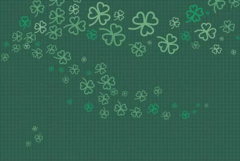 St Patricks day clover background. Flat vector green dark floral poster Happy Stock Illustration
