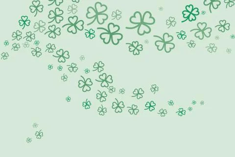 St Patricks day clover background. Flat vector green light floral poster Happ Stock Illustration