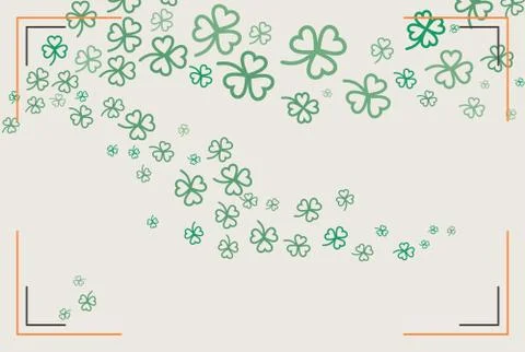 St Patricks day clover background. Flat vector green orange poster Happy Sain Stock Illustration
