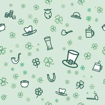 St Patricks day clover background. Flat vector green light poster Happy Saint Stock Illustration