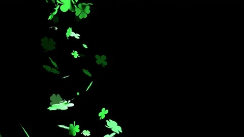 St. Patrick's Day clover spring Rotating on Black Background, 4k Stock Footage 229653343
