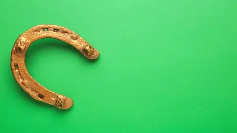 St. Patrick's day concept - horseshoe with inscription Happy St. Patrick's day o Stock Footage 149133194