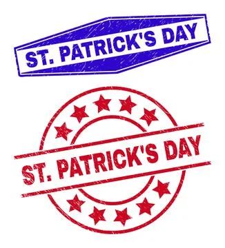 ST. PATRICK'S DAY Corroded Seals in Circle and Hexagon Forms Stock Illustration