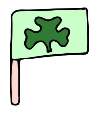St. Patrick's Day, doodle flag with clover. Hand-drawn vector illustration Stock Illustration