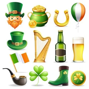 St Patrick's day elements icons set illustration Stock Illustration