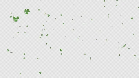 St. Patricks Day Fall of Shamrock Leaves on Alpha Stock Footage 302455274