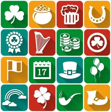 St. Patrick's Day flat icons Vector set. Stock Illustration