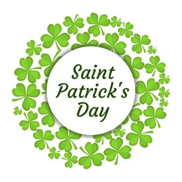 St. Patrick's Day frame with shamrock, clover. Isolated on white background Stock Illustration