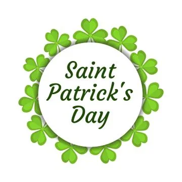 St. Patrick's Day frame with shamrock, clover. Isolated on white background Stock Illustration