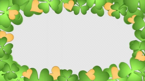 St. Patrick's Day frame with shamrocks and hearts Stock Footage 300027148