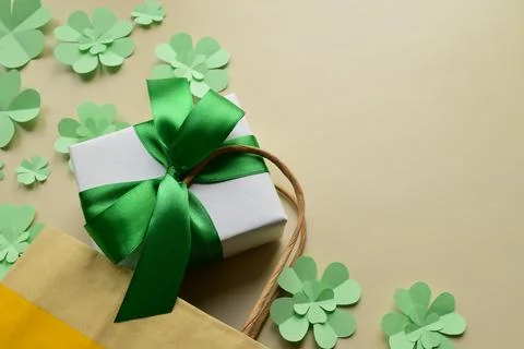 St. Patricks day gift box Stock Photos