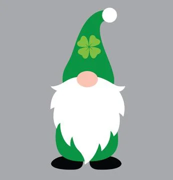 St Patrick's Day Gnome 3, Green Clover, So Lucky, Shamrock, Lucky Clover Stock Illustration