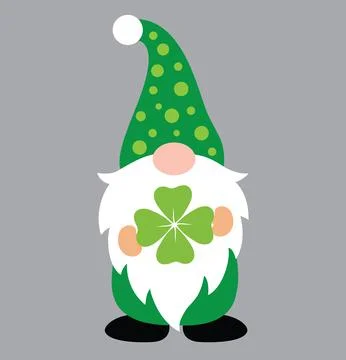 St Patrick's Day Gnome 4, Green Clover, So Lucky, Shamrock, Lucky Clover Stock Illustration