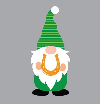 St Patrick's Day Gnome 5, Green Clover, So Lucky, Shamrock, Lucky Clover Stock Illustration