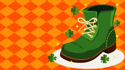 St Patricks Day Green Boot with Shamrocks Festive Background 스톡 동영상 331937459