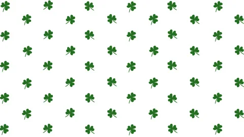 St Patricks Day Green Clover Pattern Loop on White Background 스톡 동영상 331937638