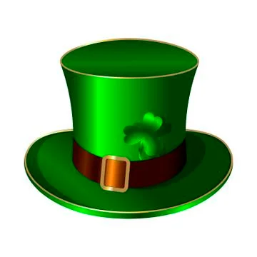St. Patricks Day green hat. Belt, buckle, shamrock, clover. Stock Illustration