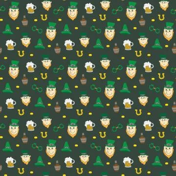 St Patrick's Day hand drawn doodle Seamless pattern, vector illustration back Stock Illustration
