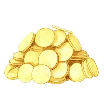 St patrick's day hand drawn illustration of golden coins. Watercolor clip a.. Stock Illustration