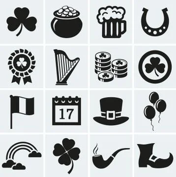 St. Patrick's Day icons set. Vector collection. Illustrazione stock