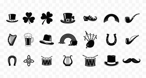 St. Patrick's Day Icons Vector Illustration Luck Symbols &amp; Celtic Graphics Stock Illustration