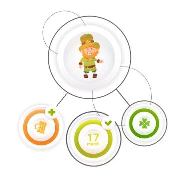 St. Patricks Day Infographic Elements Template Background With Cute Leprechaun Stockillustratie
