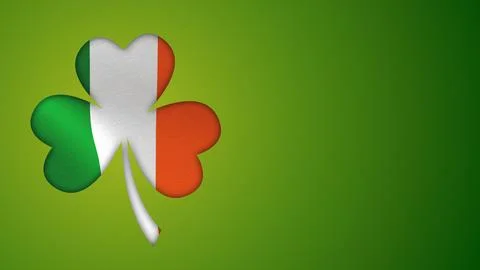 St. Patrick's day Irish flag waving inside Shamrock Illustrazione stock