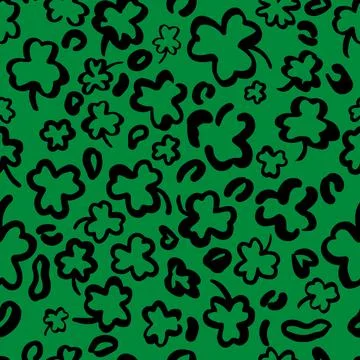 St. Patricks Day Leopard or jaguar seamless pattern made of shamrock or clove Stock Illustration
