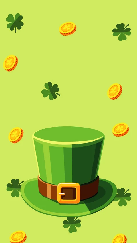 St Patricks Day Lucky Hat and Falling Gold Coins Stock-Footage 331937869
