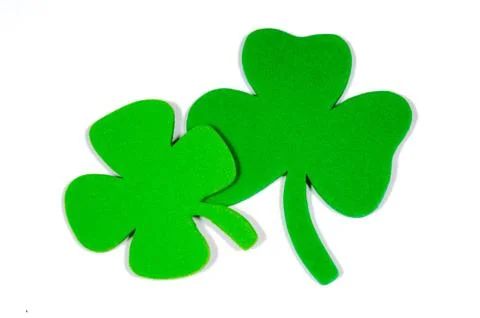 St. patrick's day note decoration with foam shamrock Stock Photos