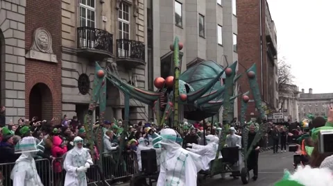 St Patricks Day Parade Dublin Spider Stock Footage 48143313