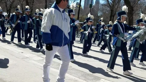 St Patricks Day Parade NYC Marching Band Stock Footage 264043187