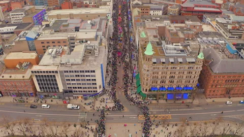 St. Patrick’s Day Parade reaching Donegall Square Stock Footage 326026193