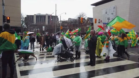 St. Patrick's Day parade in Toronto, Ontario, Canada. Stock Footage 307861572