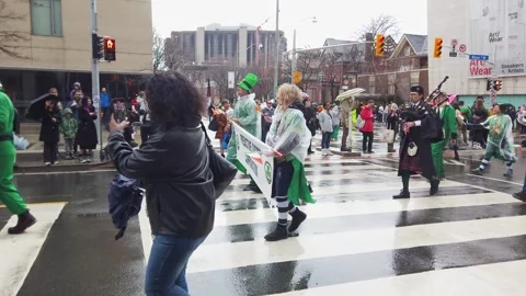St. Patrick's Day parade in Toronto, Ontario, Canada. Stock Footage 307862794