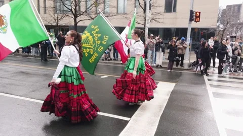 St. Patrick's Day parade in Toronto, Ontario, Canada. Video stock 307863390