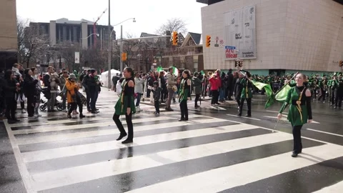 St. Patrick's Day parade in Toronto, Ontario, Canada. Stock Footage 307863787