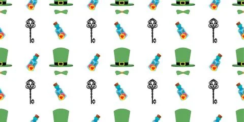 St. Patrick's Day pattern. Green hat top hat.. Stock Illustration
