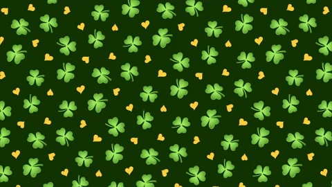 St. Patrick's Day pattern with shamrocks and hearts Stock Footage 234622365